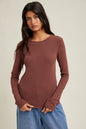 ROUND NECK FITTED RIBBED KNIT TOP (6 Colors)