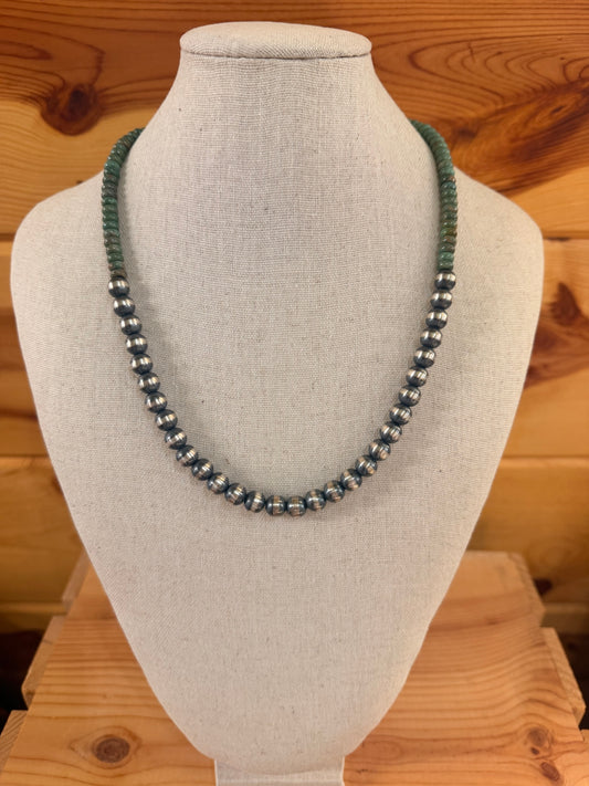 The Sage Turquoise & Sterling Silver Graduated Pearl Necklace
