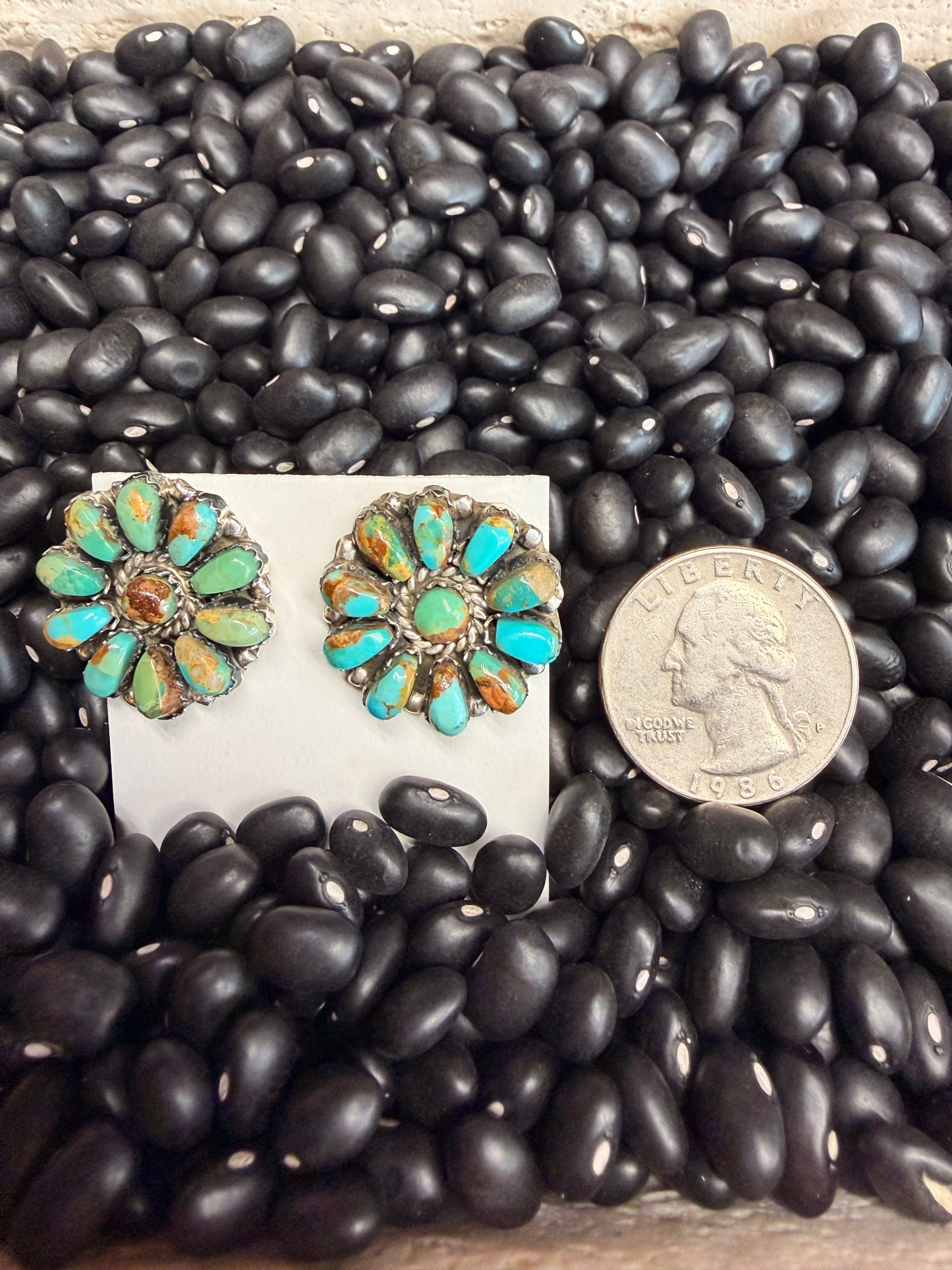 Turquoise Cluster Stud Earrings