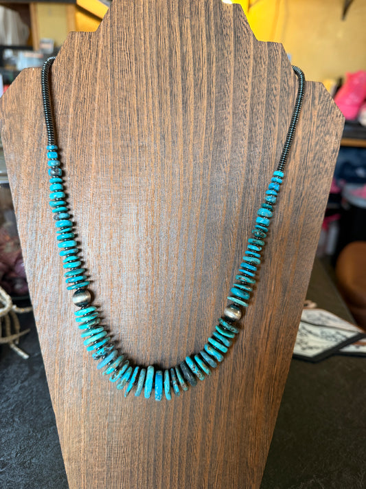 23 inch Graduated Blue Turquoise Statement Necklace