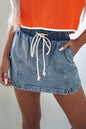 Drawstring High Waist Denim Shorts
