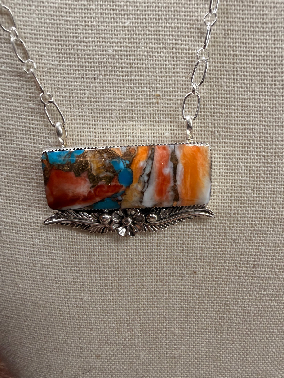 Gregg Yazzie l Bronze Infused Dyed Kingman Bar Necklace