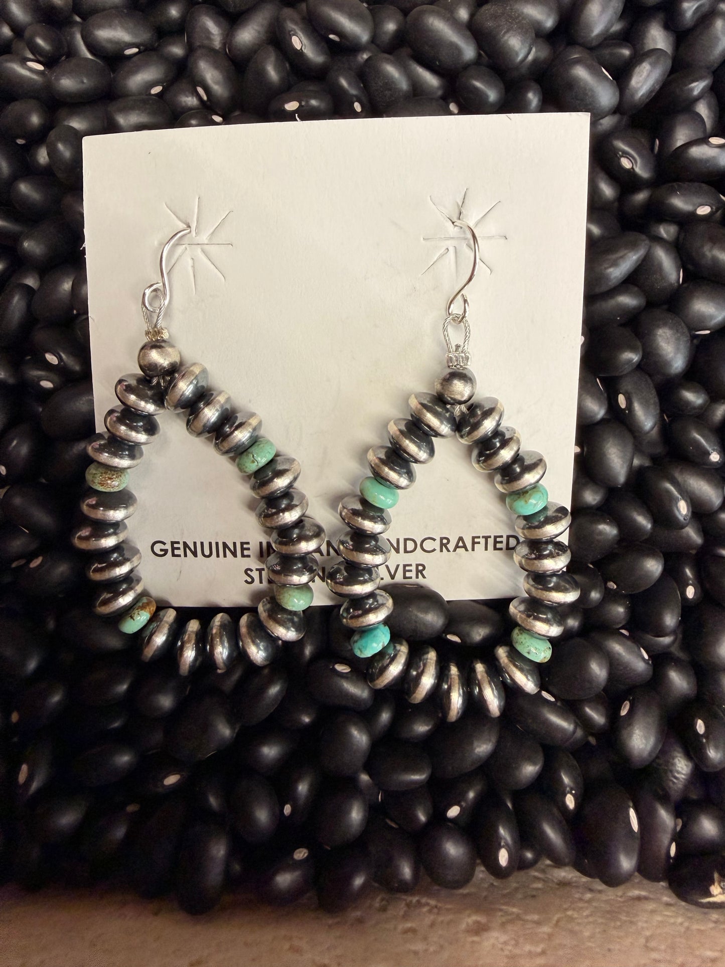 Sterling Silver & Turquoise Dangle Beaded Earrings
