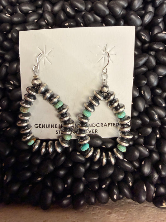 Sterling Silver & Turquoise Dangle Beaded Earrings