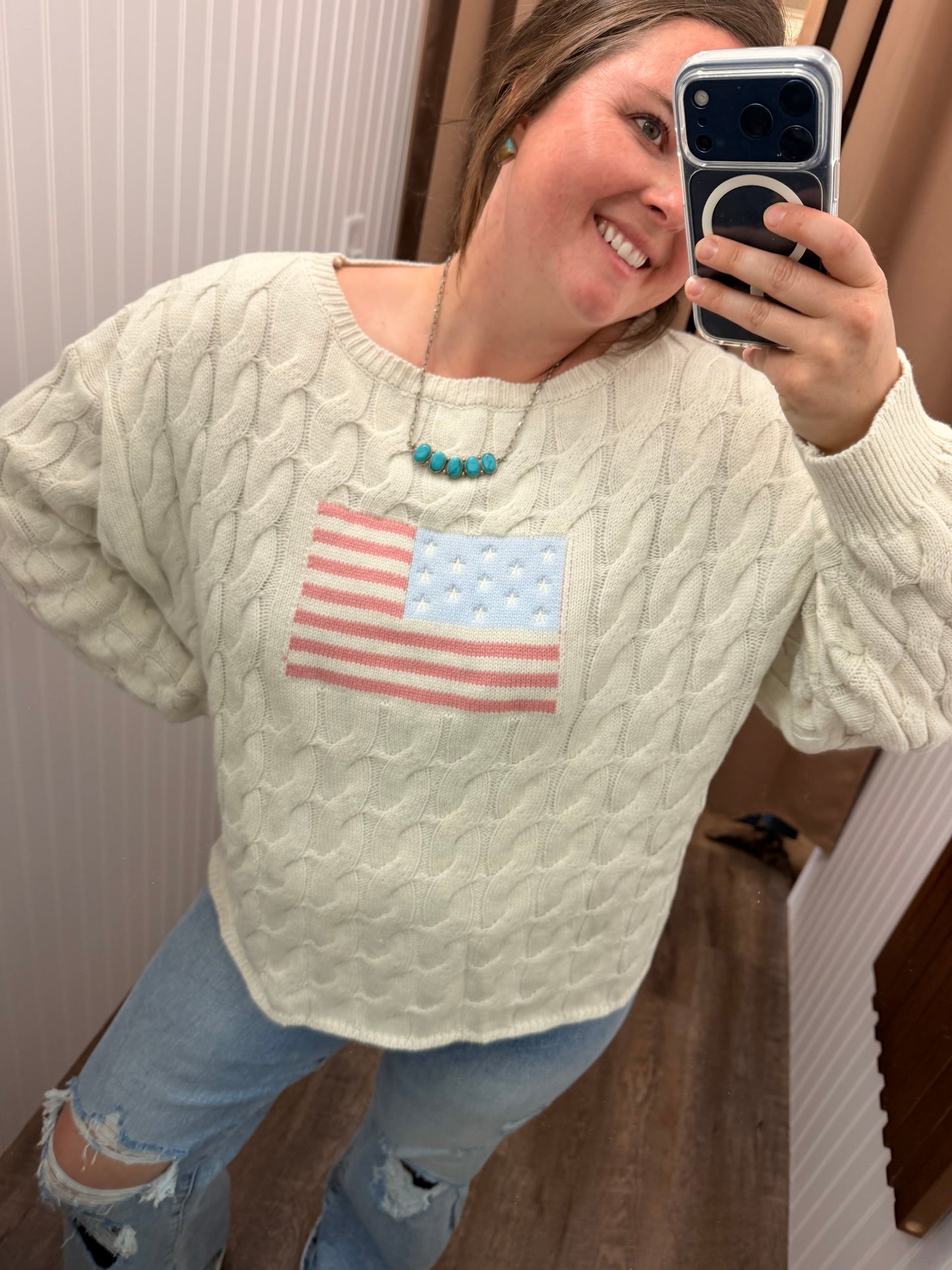 Stars & Stripes Cable Knit Sweater