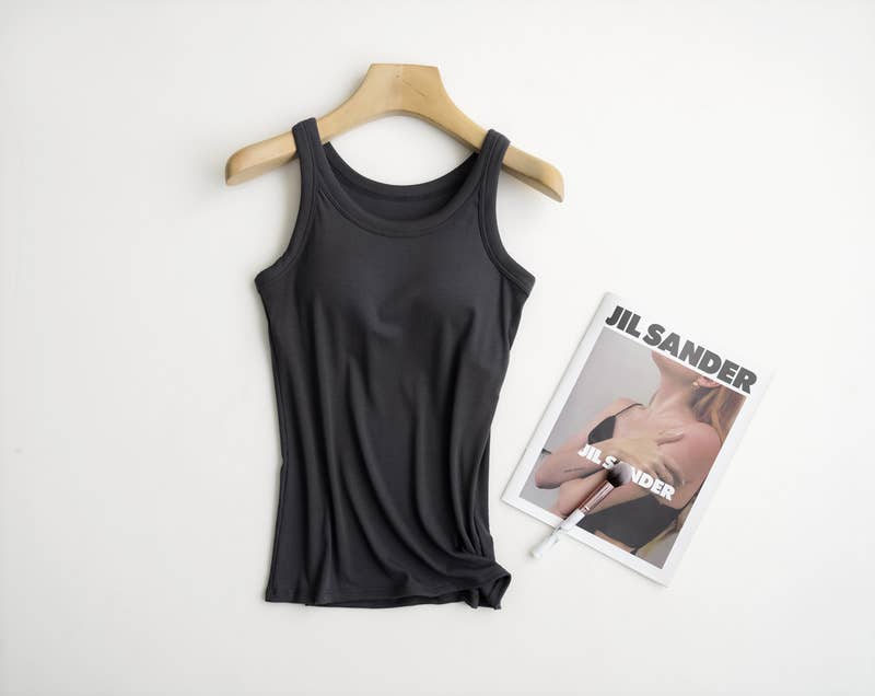 Essential Basic Rib Soft tank top w built in bra (3 Colors)