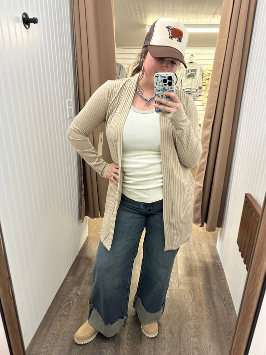 Soft Ribbed Longline Cardigan (Regular and plus)