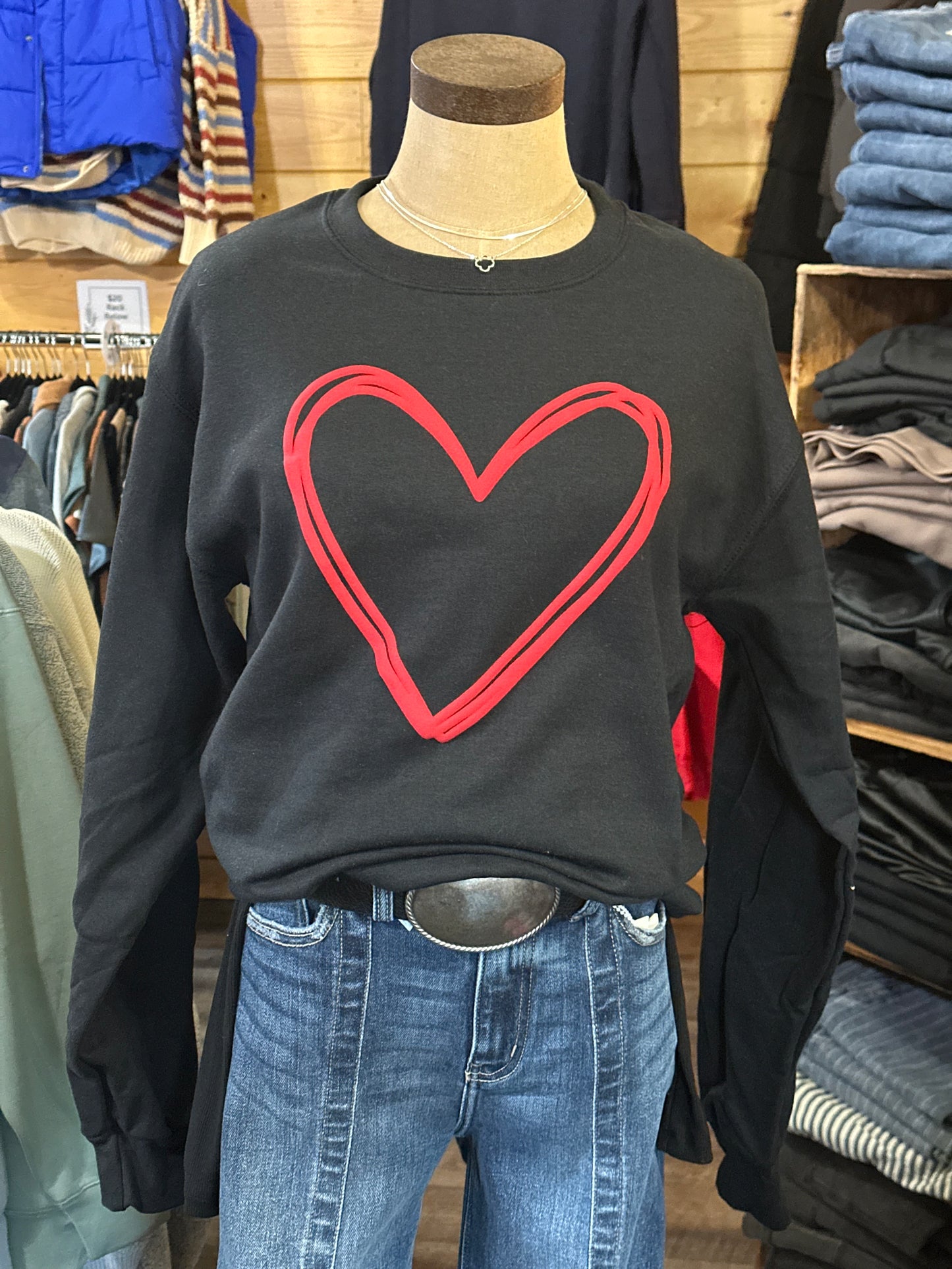 Embossed Heart Valentines Day Puff Sweatshirt