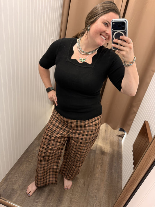 The Copper Check Wide Leg Pants