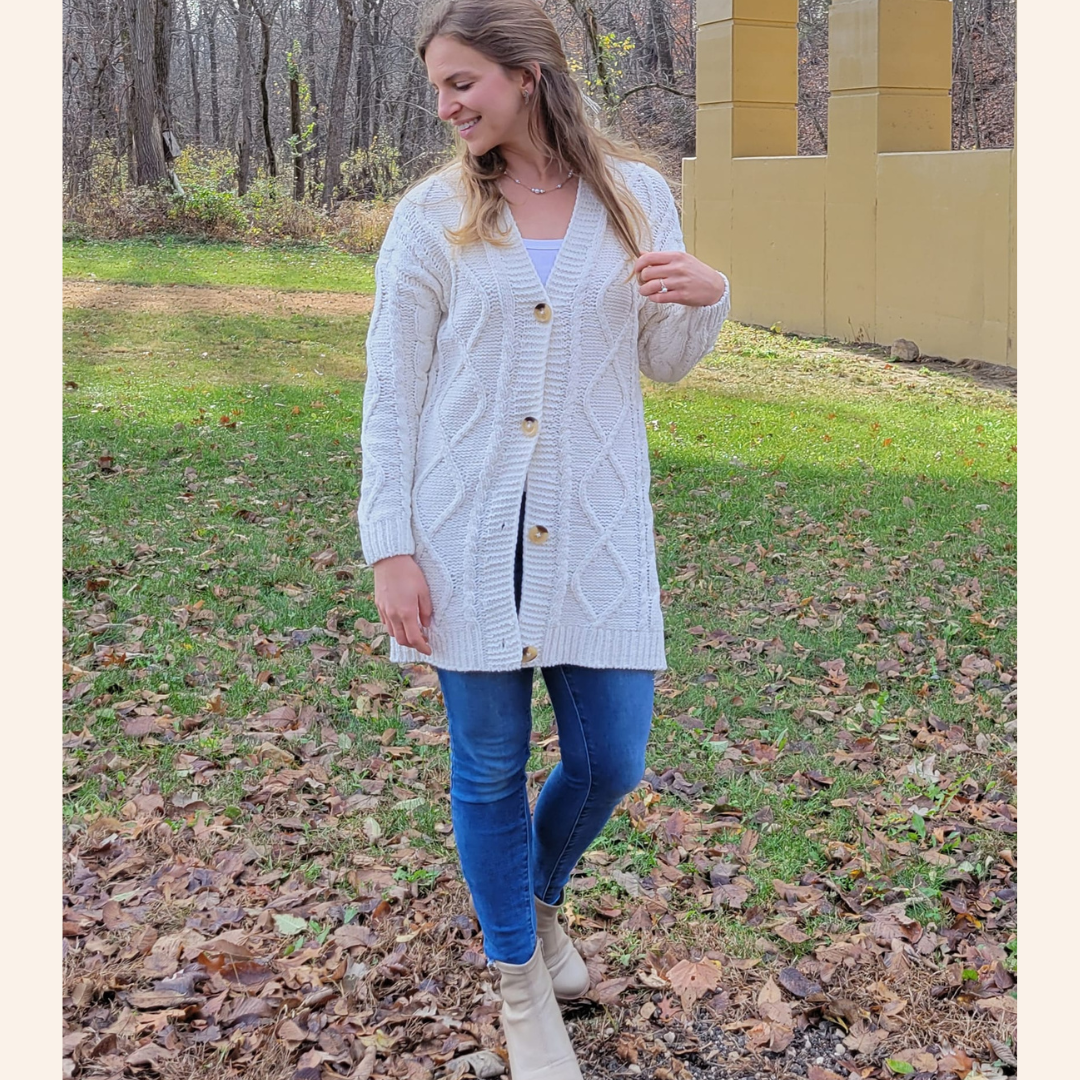 Ivory Cable Knit Cardigan- Child