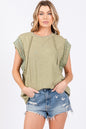 Mineral Washed Lace Sleeve Top