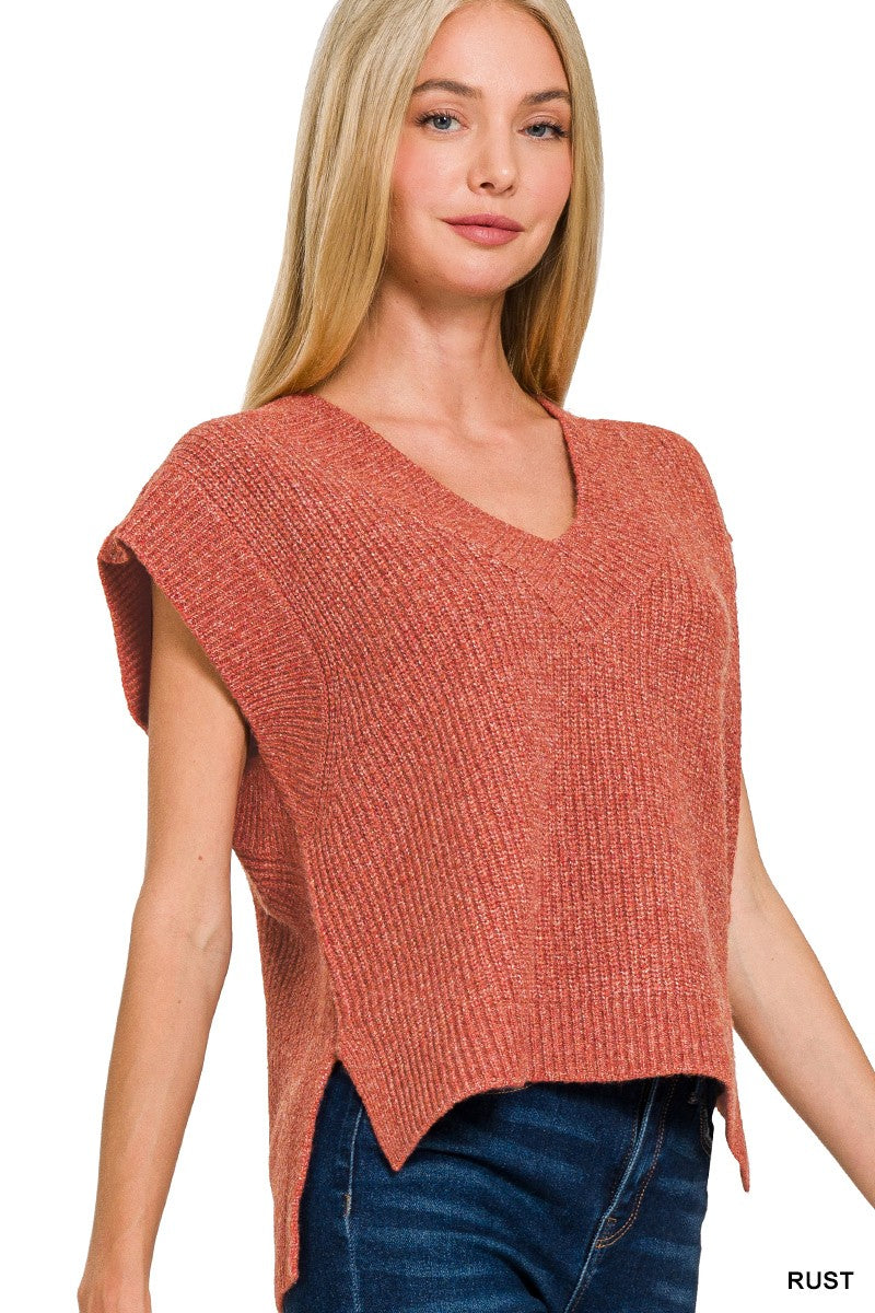 OVERSIZE SWEATER VEST WITH SIDE SLIT ( 3 Colors)