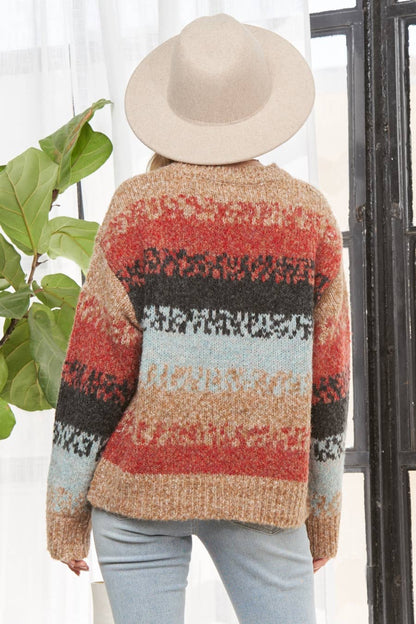 BOHO-INSPIRED MULTICOLOR STRIPED SWEATER
