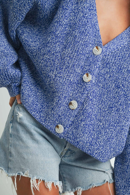 V-neck Button Down Long Sleeve Cardigan