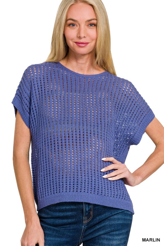 Crochet Knit Sheer Shirt