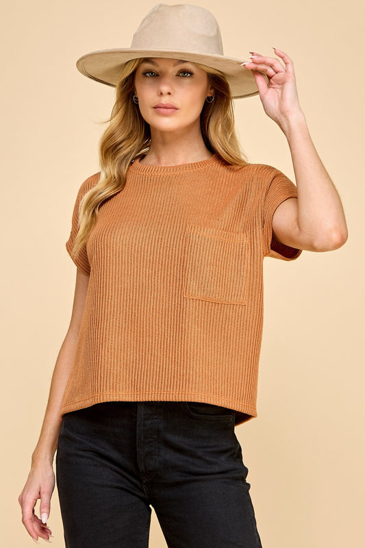 Short Sleeve Top With Pocket