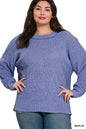 PLUS BRUSHED RIBBED HACCI DROP SHOULDER SWEATER ( 5 Colors)