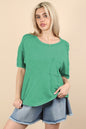 Plus Size Short Sleeve Washed Knit Pocket Tee