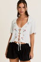 Collared Front Tie with Floral Detail