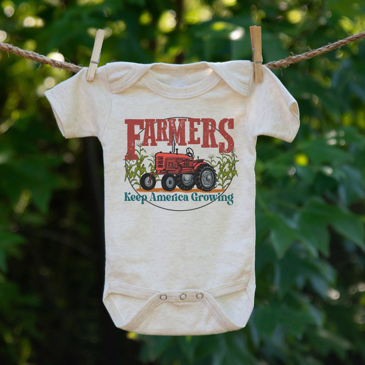 Red Tractor Farm Baby Onesie