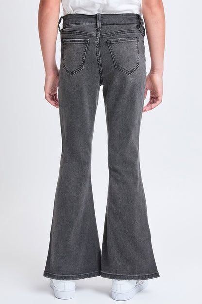 Girls Flare Side Slit Jean with Front Patch Pocket