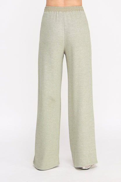 🌿 The Sagewood Waffle Wide-Leg Pants
