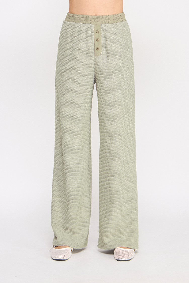 🌿 The Sagewood Waffle Wide-Leg Pants