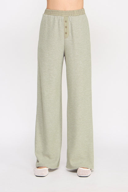 🌿 The Sagewood Waffle Wide-Leg Pants