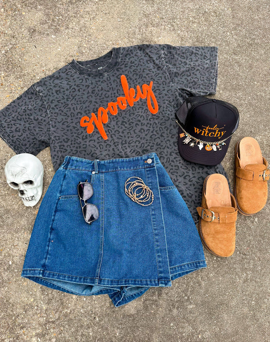 Spooky Black Leopard Tee