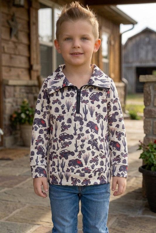 Desert Cactus & truck pull over sweatshirt.