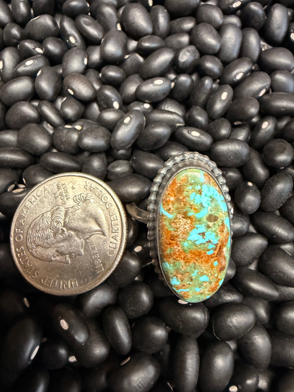 #8 Turquoise Slab Adjustable Ring
