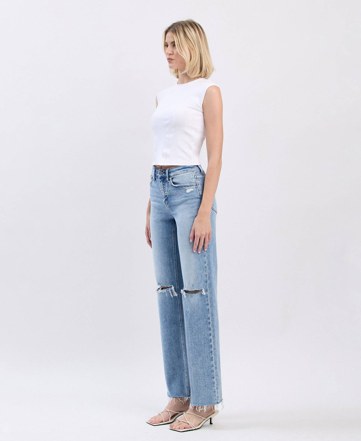 Flying Monkey HIGH RISE DISTRESSED SLIM WIDE JEANS