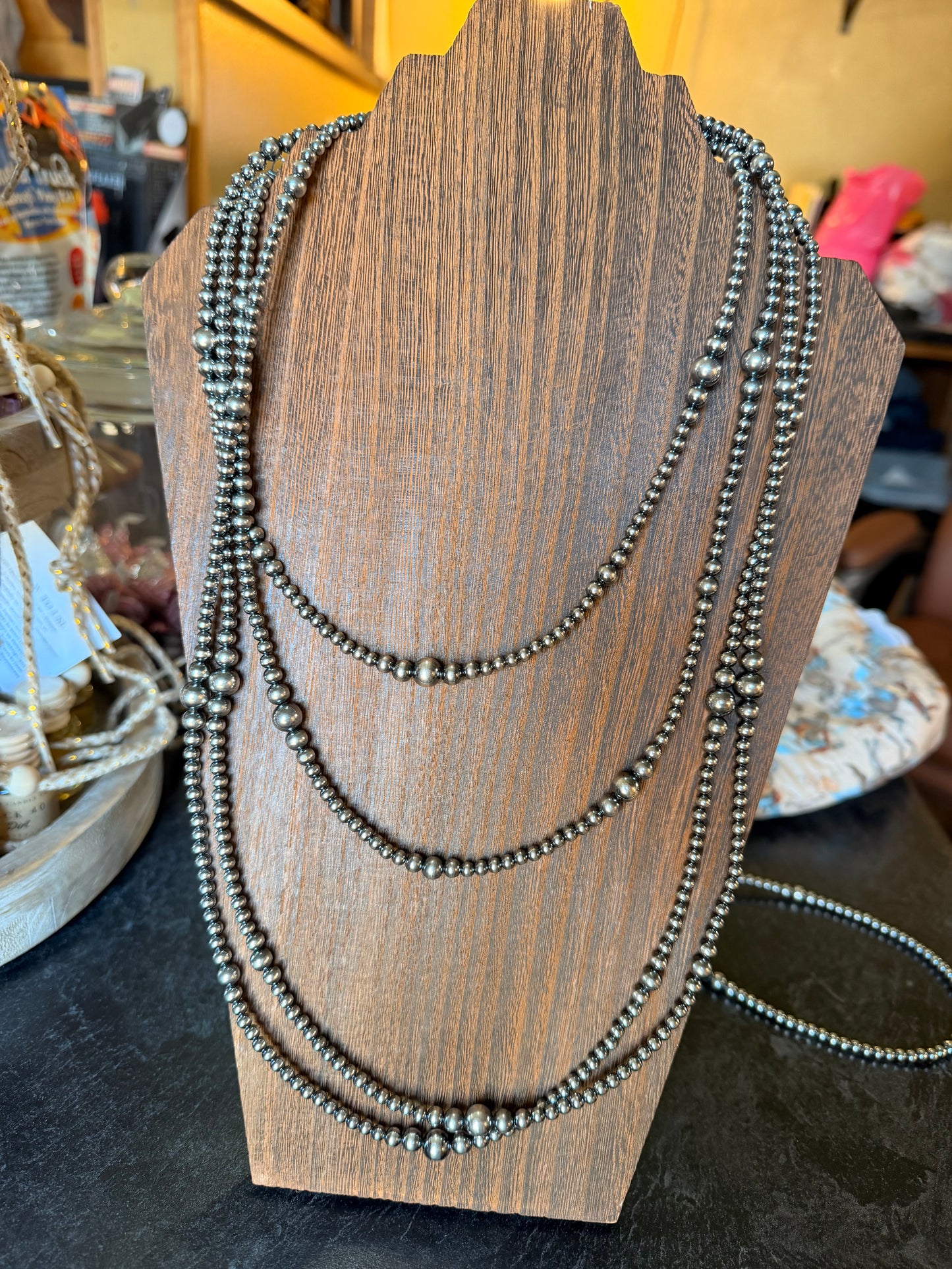 Graduated Sterling Silver Pears Necklace