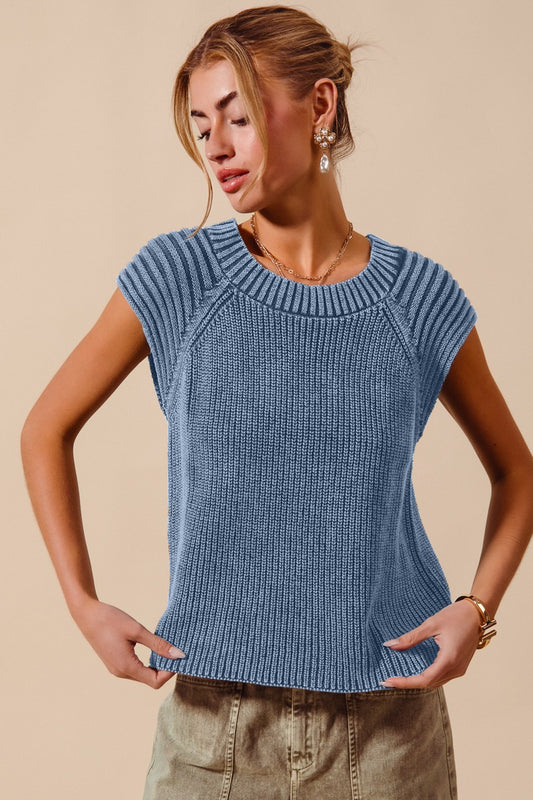 Mineral Wash Sleeveless Sweater  (2 Colors)