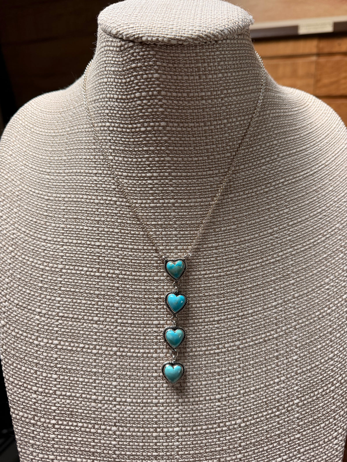 Kingman Turquoise Drop Heart Necklace