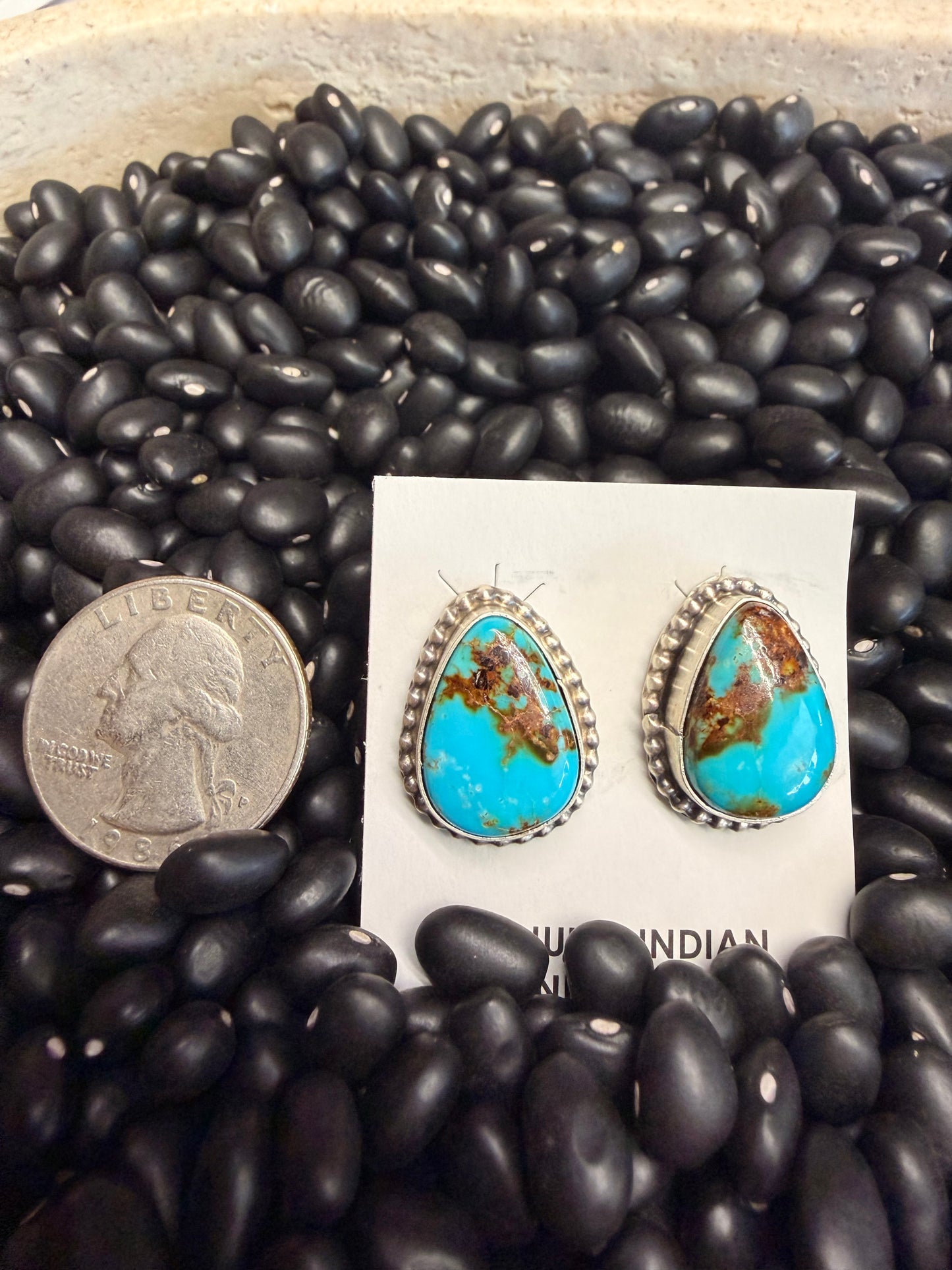 Vicky Hicks Turq. Slab Stud Earrings