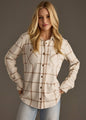 Beige & Brown Plaid Button Up