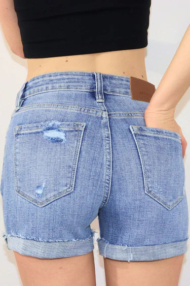 Artemis Vintage High Rise Cuffed Stretch Shorts