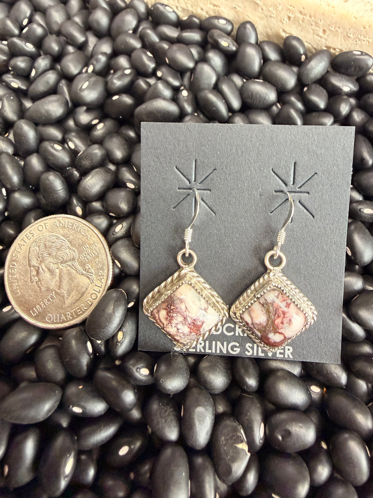 Sarah Yazzie l Wild Horse Sterling Silver Dangle Earrings