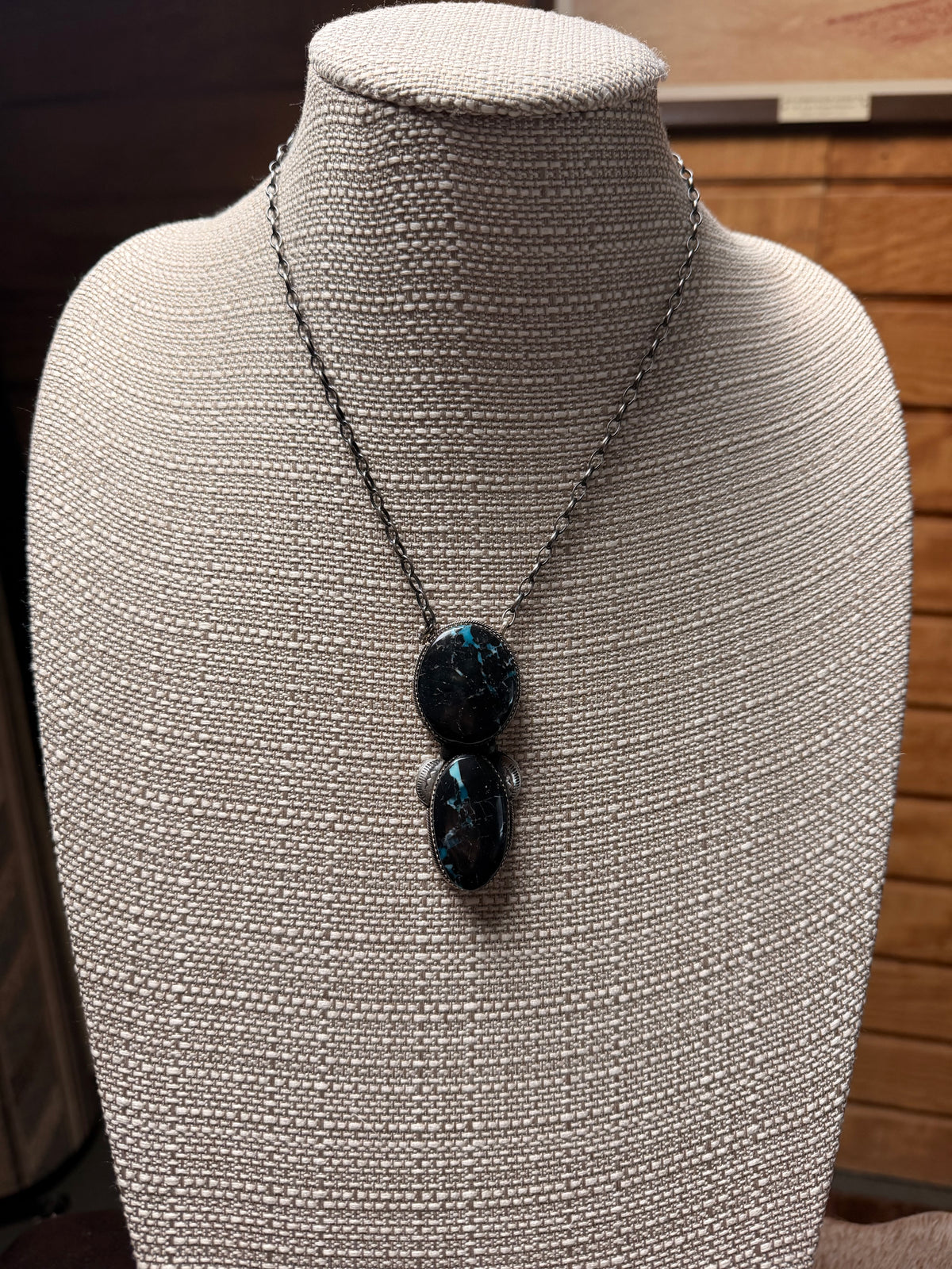 Two-Stone Single Drop Bluemoon Turq. Necklace
