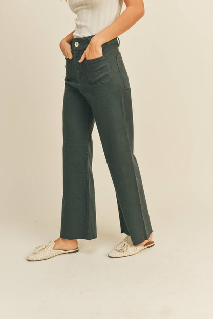 STRAIGHT WIDE LEG PANTS WITH FRONT POCKET