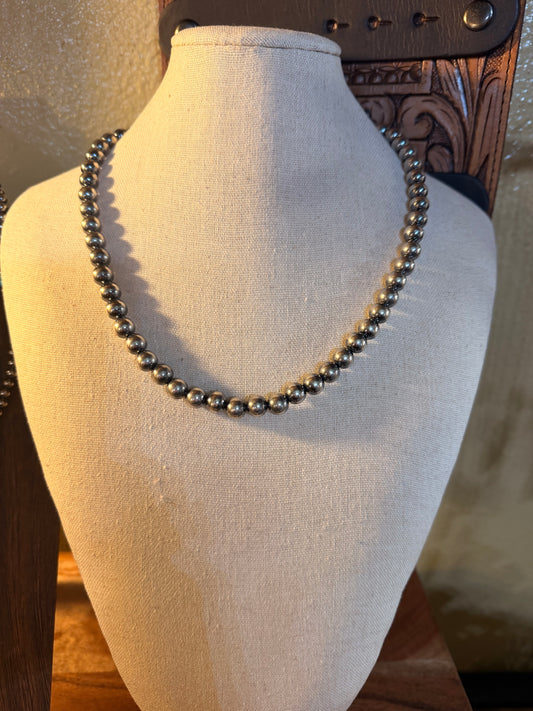 18"/8mm Sterling Silver Pearls