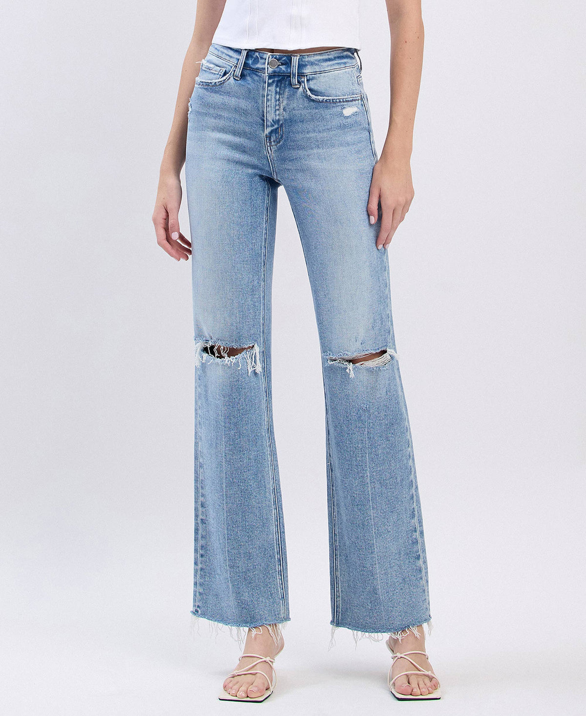 Flying Monkey HIGH RISE DISTRESSED SLIM WIDE JEANS
