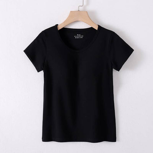 Built-in bra short sleeve crewneck tee top