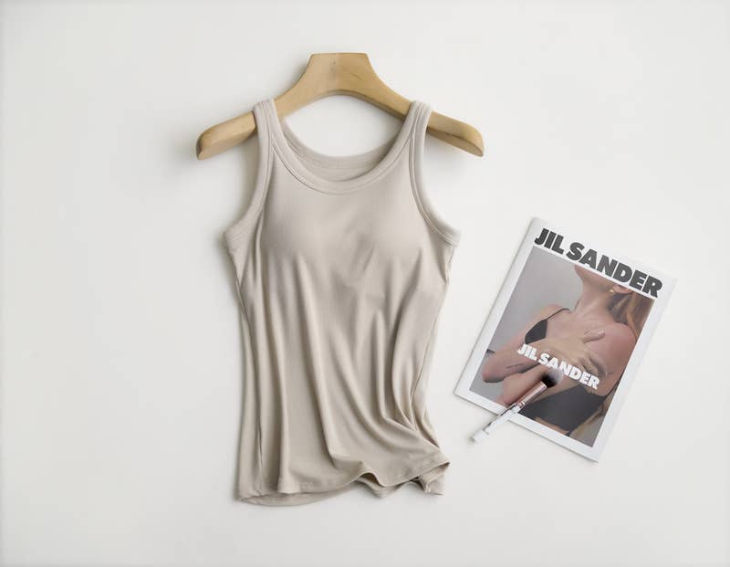 Essential Basic Rib Soft tank top w built in bra (3 Colors)