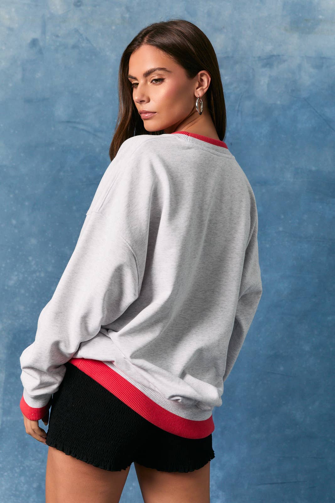 "AMERICA" LONG SLEEVE CREW NECK OVERSIZED SWEATSHIRT