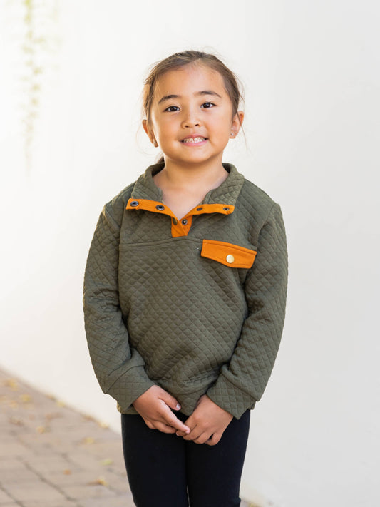 Little Girls Quilted Kennedy Pullover (2 Colors)