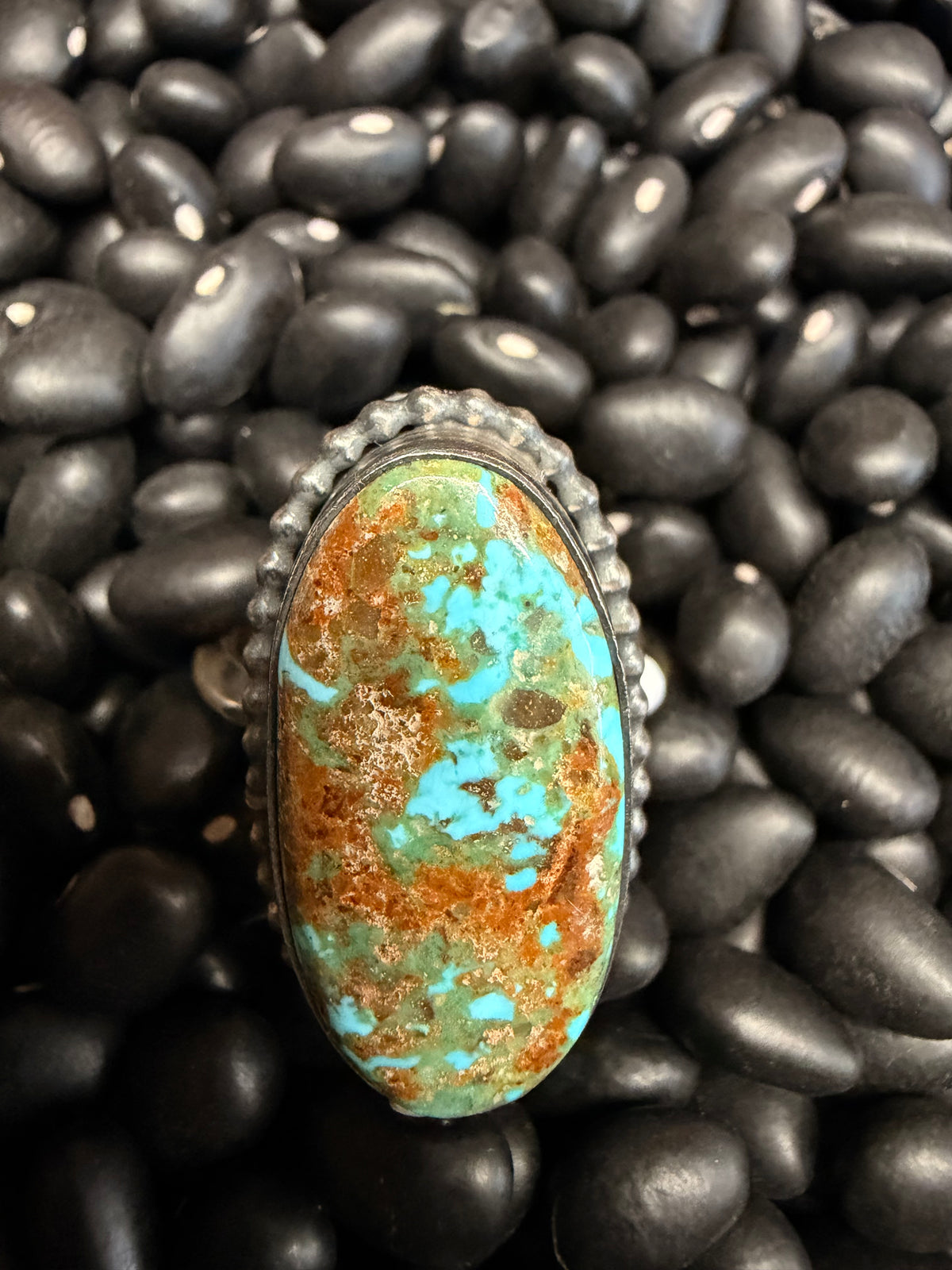 #8 Turquoise Slab Adjustable Ring