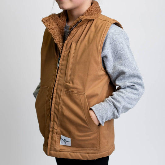 Western Kids Brown Work Sherpa Vest