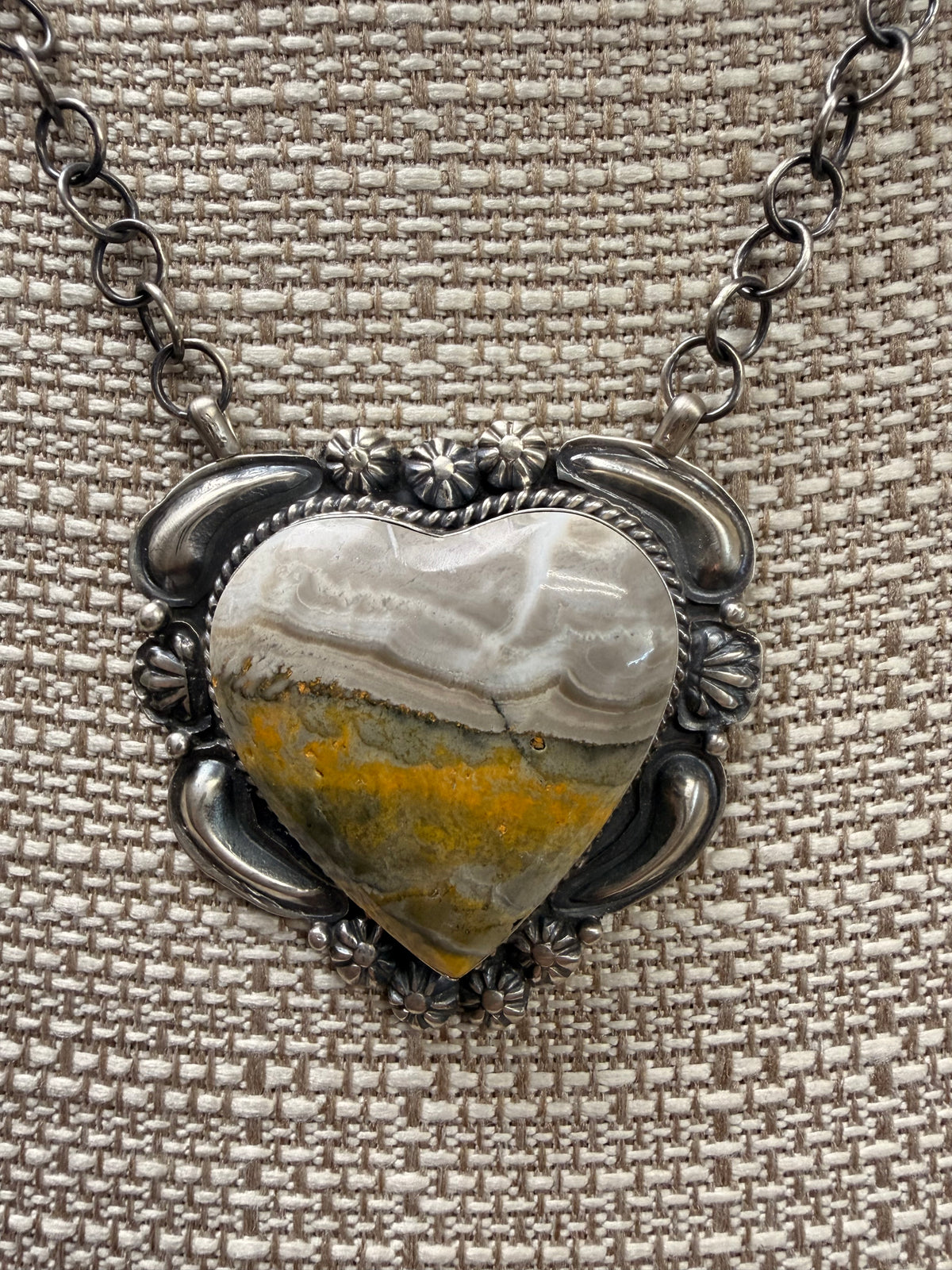 Jeff James Bumble Bee Jasp. Heart Necklace